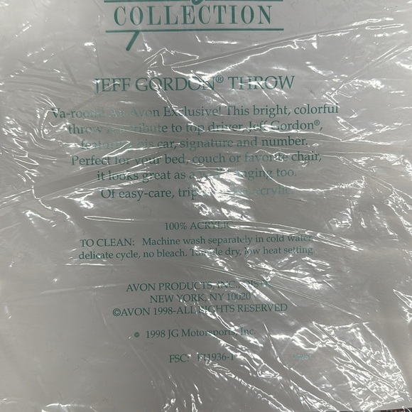 Nascar Jeff Gordon #24 Motorsports Tapestry Woven Throw Blanket 1998 Avon New - Picture 4 of 5